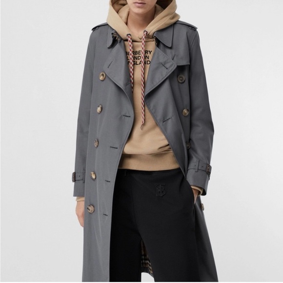 Authentic Burberry Kensington Long Check Print Lining‎ Trench Coat, Gray, 16 NWT - Picture 6 of 16
